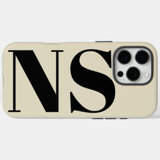 Bold Typography Black and Beige Initials Monogram iPhone 16 Pro Max Case