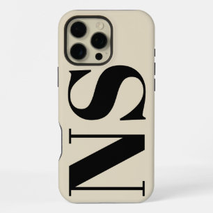 Bold Typography Black and Beige Initials Monogram iPhone 16 Pro Max Case