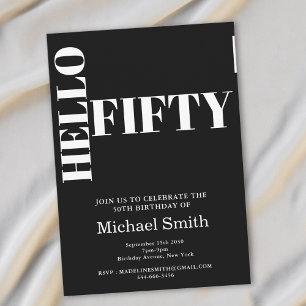 Bold Typography Black Modern 50th Birthday Invitation