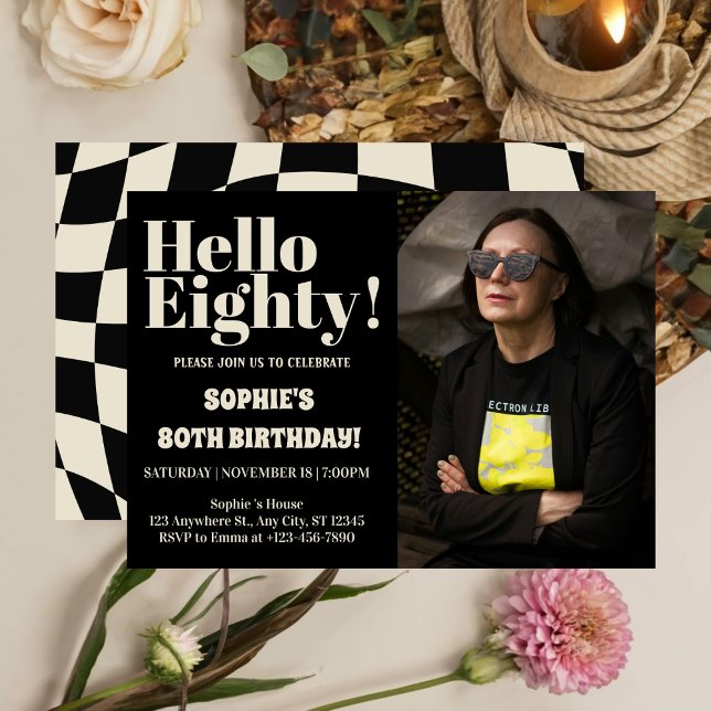 Bold Typography Black Modern Eighty 80th Birthday  Invitation (Creator Uploaded)