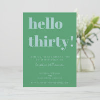 Bold Typography Blue Green Modern 30th Birthday