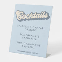 Bold Typography Blue Groovy Wedding Cocktails
