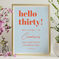 Bold Typography Blue Orange 30th Birthday Welcome