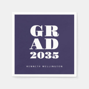 Bold Typography Blue White Modern Graduation Napkin