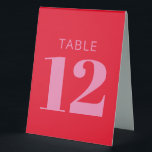 Bold Typography Bright Pink and Red Modern Wedding<br><div class="desc">Bold Typography Bright Pink and Red Modern Wedding Table Number Tent Sign</div>