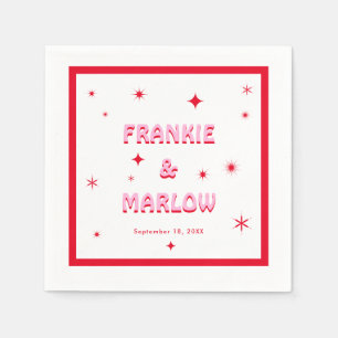 Bold Typography Bright Pink Red Modern Wedding Napkin