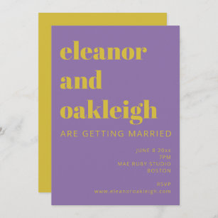 Bold Typography Bright Purple Modern Wedding Invitation