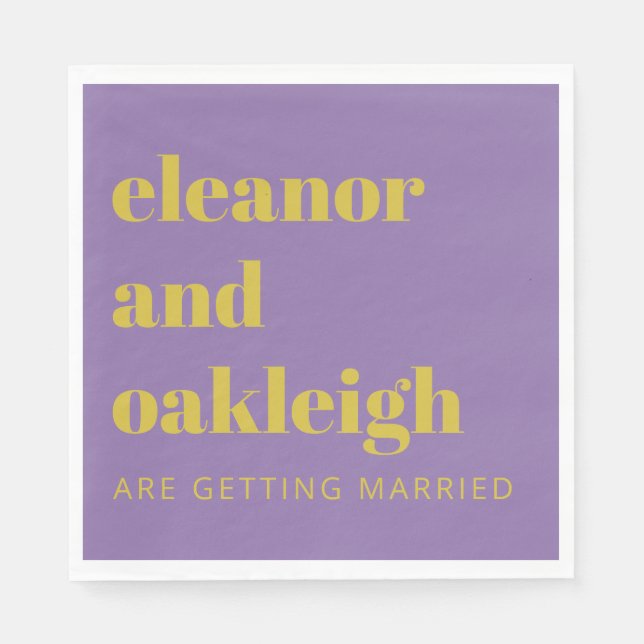Bold Typography Bright Purple Modern Wedding  Napkin (Front)
