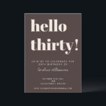 Bold Typography Brown Modern 30th Birthday Party Invitation<br><div class="desc">This birthday invitation in brown features bold typography and a rich, neutral color palette for a modern milestone celebration. The layout highlights the age front and center, paired with clean details for the guest of honor, date, time, and location. Personalize the name and event details to match your celebration style...</div>