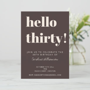 Bold Typography Brown Modern 30th Birthday Party Invitation