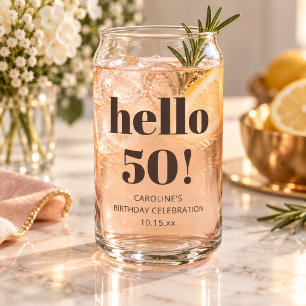 Bold Typography Brown Modern 50th Birthday Favour Can Glass