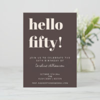 Bold Typography Brown Modern 50th Birthday Party