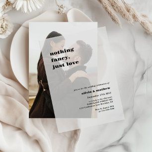 Bold Typography Casual Photo Overlay Wedding Vellum Invitations