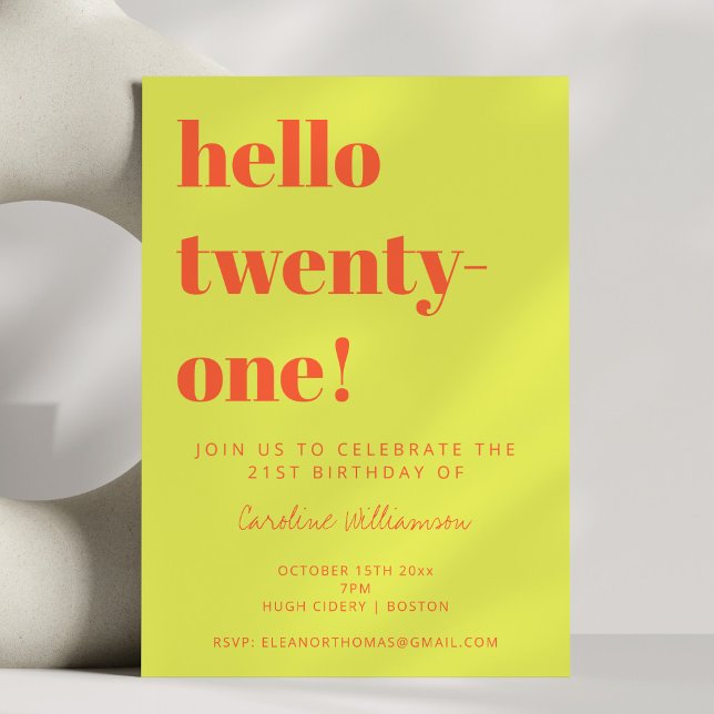 Bold Typography Chartreuse Modern 21st Birthday Invitation (Creator Uploaded)