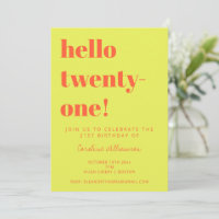 Bold Typography Chartreuse Modern 21st Birthday