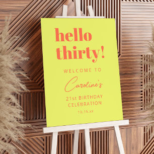 Bold Typography Chartreuse Orange Birthday Welcome Poster