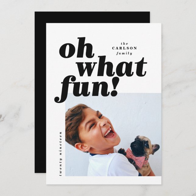 Bold Typography Colorblock Photo Christmas Card (Front/Back)