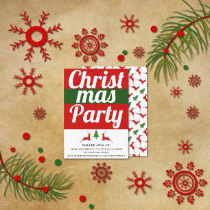 Bold typography deer, tree Christmas holiday party Invitation