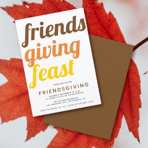 Bold typography Friendsgiving fall colour Invitation