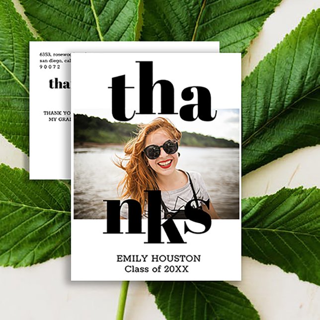 Bold Typography Graduation Thank You Photo Postcard (Creator Uploaded)