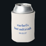 Bold Typography Ivory Blue Custom Cute Bat Mitzvah Can Cooler<br><div class="desc">Bold Typography Ivory Blue Custom Cute Bat Mitzvah Can Cooler</div>