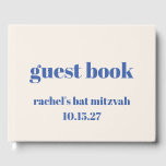 Bold Typography Ivory Blue Custom Cute Bat Mitzvah Guest Book<br><div class="desc">Bold Typography Ivory Blue Custom Cute Bat Mitzvah Guest Book</div>