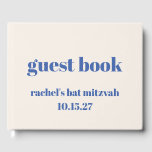Bold Typography Ivory Blue Custom Cute Bat Mitzvah Guest Book<br><div class="desc">Bold Typography Ivory Blue Custom Cute Bat Mitzvah Guest Book</div>