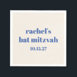 Bold Typography Ivory Blue Custom Cute Bat Mitzvah Napkin<br><div class="desc">Bold Typography Ivory Blue Custom Cute Bat Mitzvah Napkins</div>