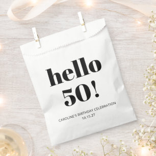 Bold Typography Ivory Modern 50th Birthday Party Favour Bag