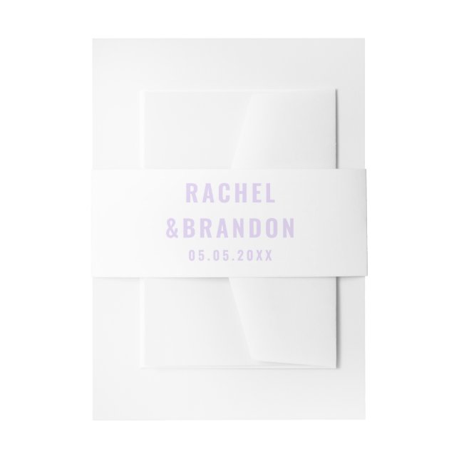 Bold Typography Lilac Lavender Minimalist Wedding  Invitation Belly Band (Front Example)