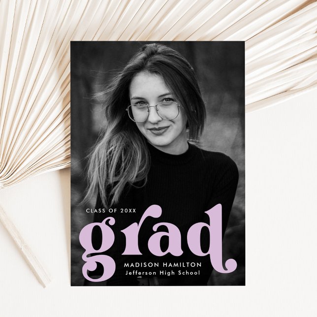 Bold Typography Lilac Photo Graduation Announcement (Creator Uploaded)