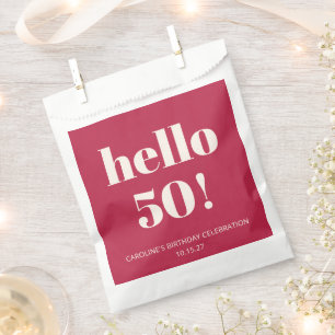 Bold Typography Magenta Red Ivory Modern Birthday Favour Bag
