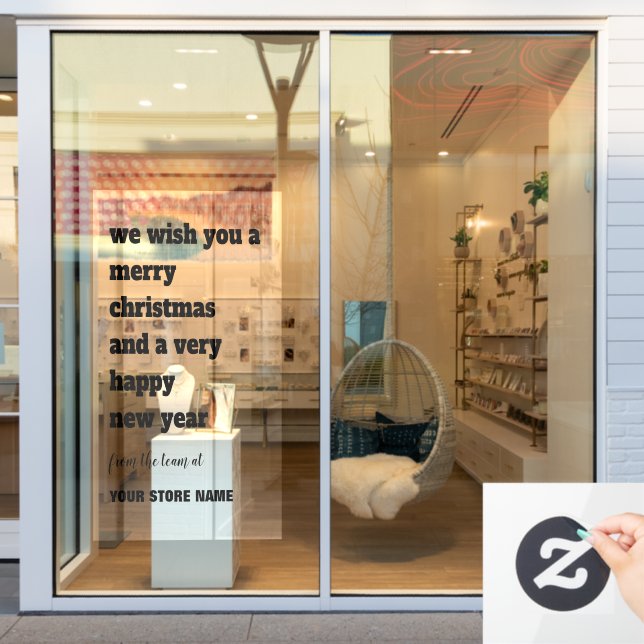 Bold Typography Merry Christmas Store Name Black (Store Window)