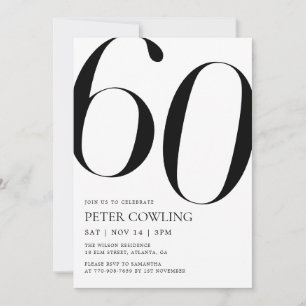 Bold Typography Minimalist 60th Birthday Invitation