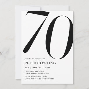 Bold Typography Minimalist 70th Birthday Invitation