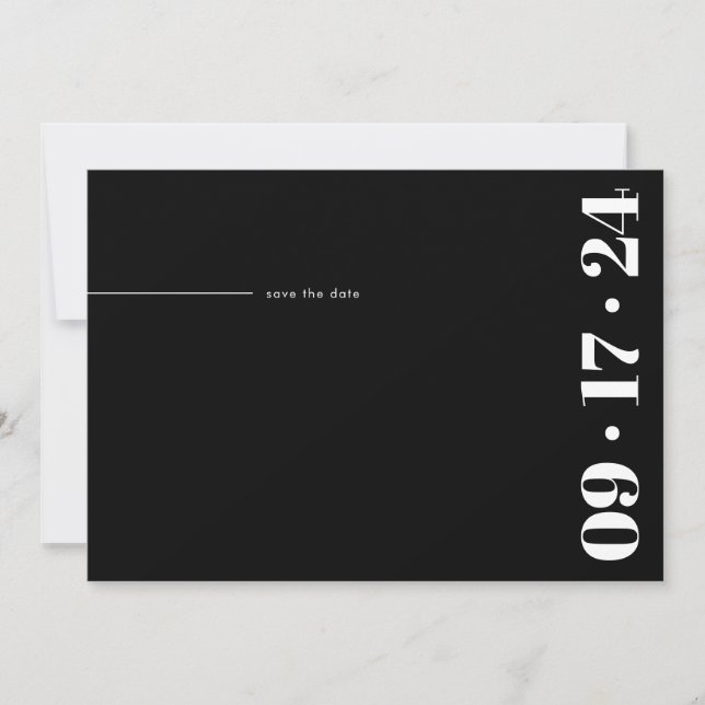 Bold Typography Minimalist Modern Black White Save The Date (Front)