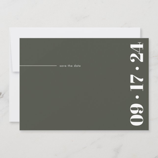 Bold Typography Minimalist Modern Olive Green Save The Date (Front)