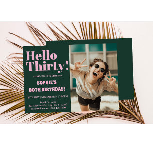 Bold Typography Modern 30th Birthday Photo Party Invitation