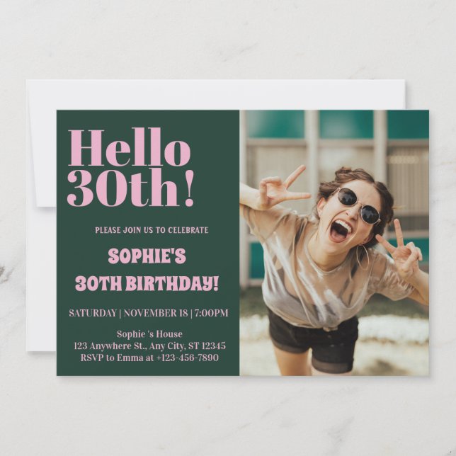 Bold Typography Modern 30th Birthday Photo Party Invitation (Front)