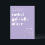 Bold Typography Modern Lavender Bat Mitzvah  Invitation<br><div class="desc">Bold Typography in Lavender and White Modern Bat Mitzvah Invitation</div>