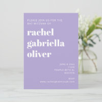 Bold Typography Modern Lavender Bat Mitzvah