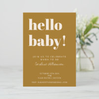 Bold Typography Modern Mustard Gold Baby Shower
