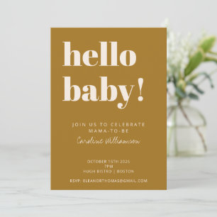 Bold Typography Modern Mustard Gold Baby Shower Invitation