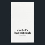 Bold Typography Modern Personalised White  Napkin<br><div class="desc">Bold Typography Modern Personalised Bat Mitzvah Paper Guest Towels with White Background</div>