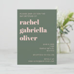 Bold Typography Modern Pink Green Bat Mitzvah   Invitation<br><div class="desc">Bold Typography Blush Pink and Forest Green Simple Modern Bat Mitzvah Invitation</div>