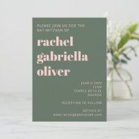 Bold Typography Modern Pink Green Bat Mitzvah  