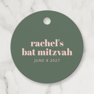 Bold Typography Modern Pink Green Personalised Favour Tags
