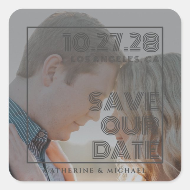 Bold Typography Modern Simple Minimalist Photo  Square Sticker (Front)