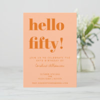 Bold Typography Peach Orange Modern 50th Birthday