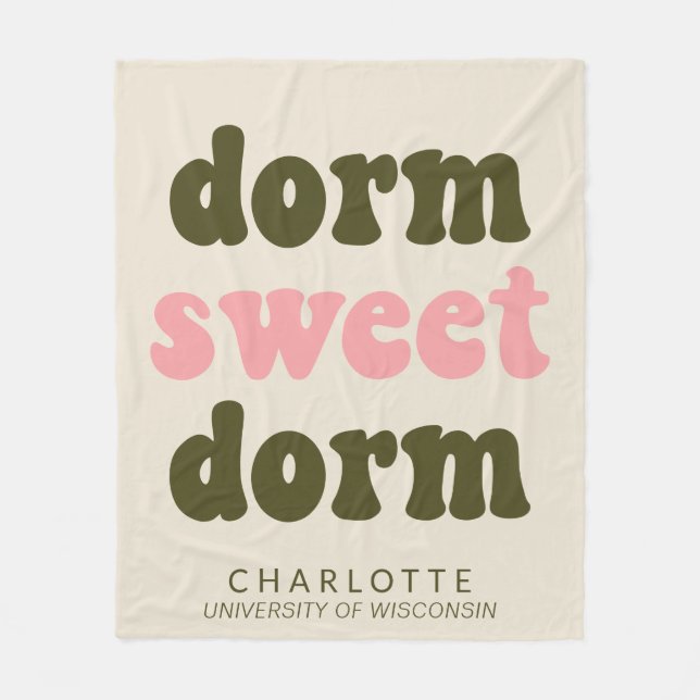 Bold Typography Personalised Graduation Gift Dorm Fleece Blanket (Front)